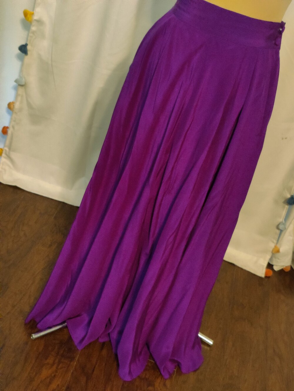 Royal Purple 80s floor dragging Full Circle 100% Silk Maxi Skirt Ethereal Flowy